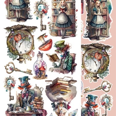 Enchanted World - following Alice - pack 12*6 com extras para recortar