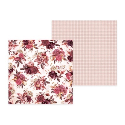 Folhas de papel decorativo com padrão floral e padrão de pequenos quadrados.