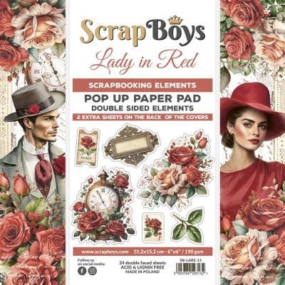 pack 6*6 Pop up - Lady in Red - Scrapboys