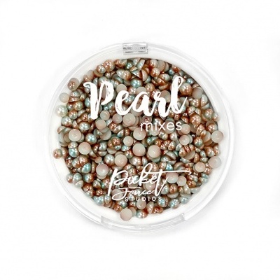Picket Fence Studios Gradient Flatback Pearls Pale Blue & Soft Copper (PM-105)
