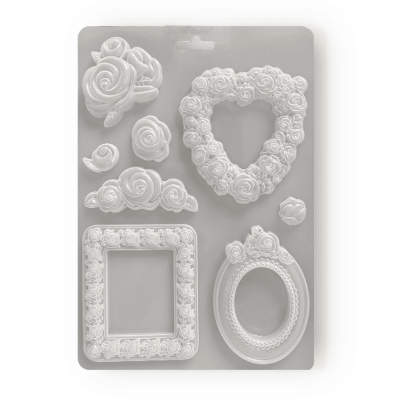 Soft Mould A4 - Rose Parfum frames and roses K3PTA4554 molde