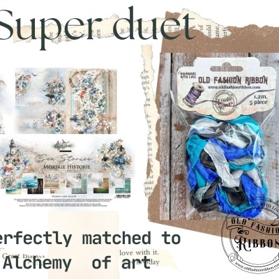 old fashion ribbons -set of 5 pieces - ALCH-04 - Sea Stories