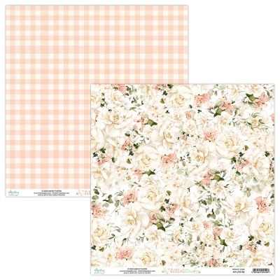 Papel decorativo para scrapbooking com padrões xadrez e floral