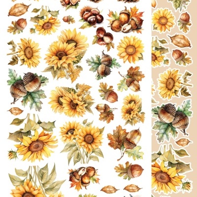 In Autumn Colors - girassóis e bolotas - 30*15 folha de recortáveis