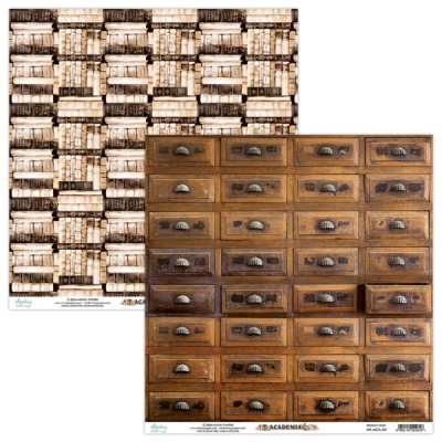 Folha dupla face para artesanato com estantes de livros e gavetas de madeira decorativas