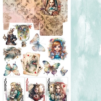 Enchanted World - following Alice - pack 12*6 com extras para recortar