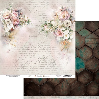 Papel decorativo com padrão floral pastel e padrão hexagonal envelhecido