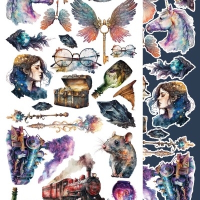 Legends of the Magic School - pack 12*6 com extras para recortar