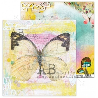 Papel decorativo com padrão de borboleta e texto ABstudio