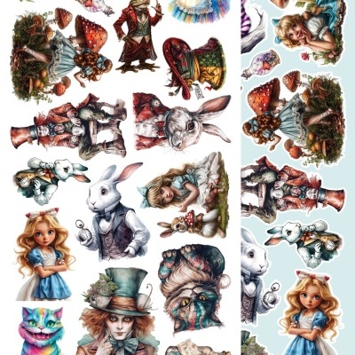 Autocolantes coloridos de personagens de Alice no País das Maravilhas