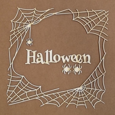 Silhueta de chipboard - Teia de aranha do Halloween