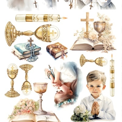First Holy Communion - pack 12*6 com extras para recortar