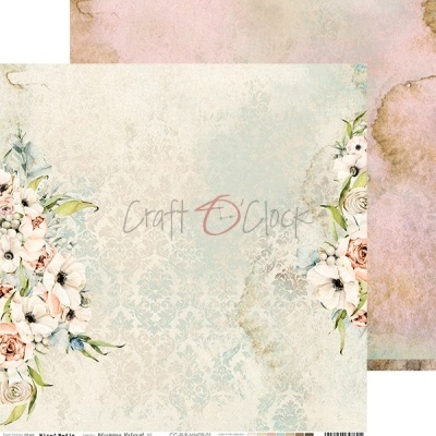 papel decorativo com flores nas bordas e texto Craft O'Clock no centro