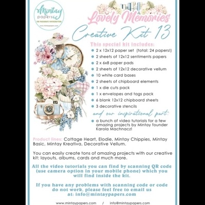 Kit criativo Lovely Memories Creative Kit 13 com papéis e elementos para scrapbooking e artesanato em design floral e cores suaves