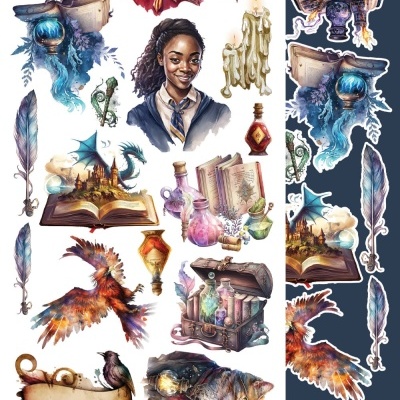 Legends of the Magic School - pack 12*6 com extras para recortar