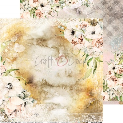 Papel scrapbooking com flores e fundo em tons bege e castanho