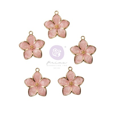 Pack - Prima Marketing Peach Tea Charms Enamel Flower