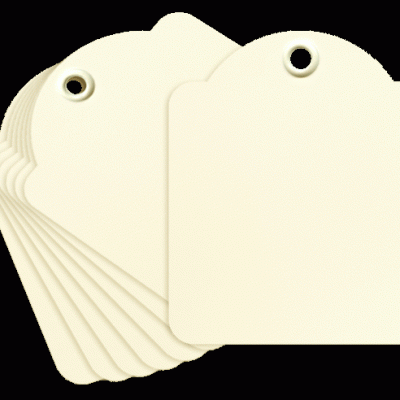 Etiquetas retangulares creme com orifício reforçado