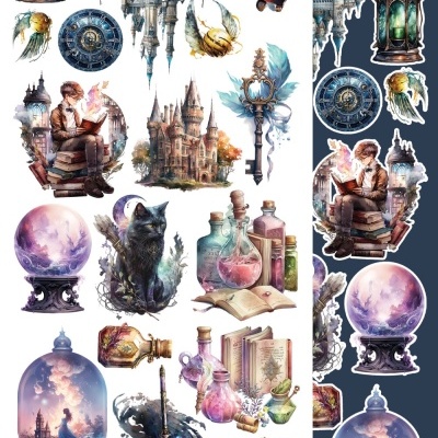 Legends of the Magic School - pack 12*6 com extras para recortar