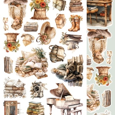 Ilustrações de objetos vintage para decoração e leitura