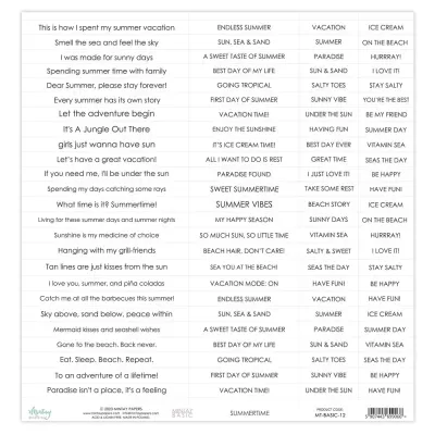 Folha de Frases - Mintay Basic - Words - Summertime