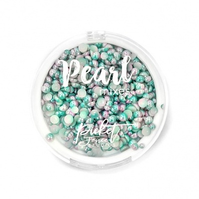 Picket Fence Studios Gradient Flatback Pearls Aquamarine & Pale Pink (PM-101)