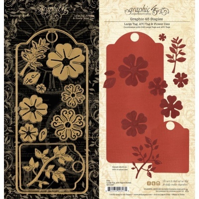 Large tag, ATC tag & flower metal dies -Graphic 45