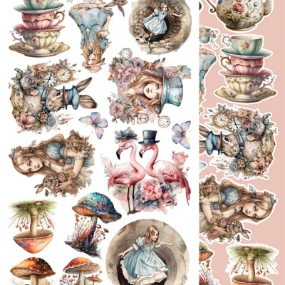 Enchanted World - following Alice - pack 12*6 com extras para recortar