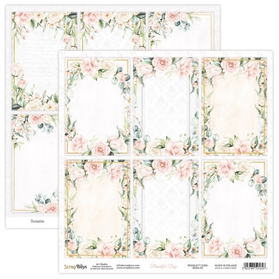 Conjunto de papéis decorativos para scrapbooking com molduras florais em tons pastel