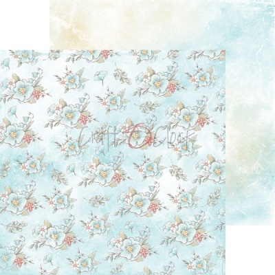 Papel de parede ou tecido com padrão floral azul claro e branco