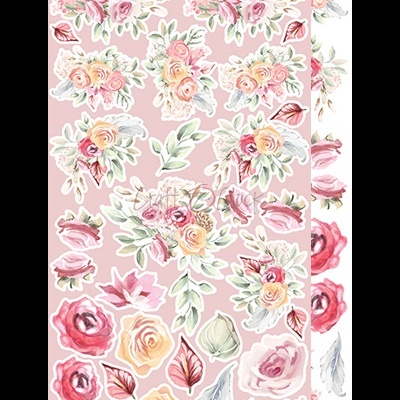 Adesivos decorativos de flores coloridas em tons pastéis sobre fundo rosa