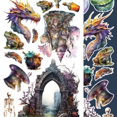 Legends of the Magic School - pack 12*6 com extras para recortar