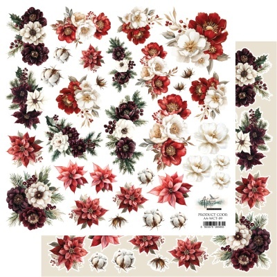 Wonderful Christmas Time - flores - 30*30 folha de recortáveis