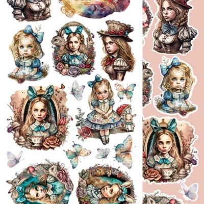 Enchanted World - following Alice - pack 12*6 com extras para recortar