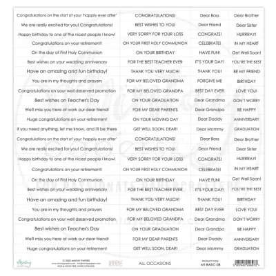 Folha de Frases - Mintay Basic - Words -All Occasions