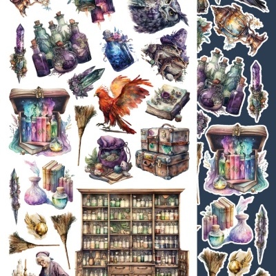 Legends of the Magic School - pack 12*6 com extras para recortar