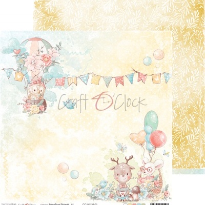 Papel decorativo de scrapbooking com tema infantil e padrão floral amarelo no verso