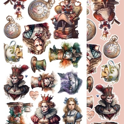 Enchanted World - following Alice - pack 12*6 com extras para recortar