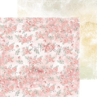 Papel decorativo floral com rosas cor de rosa e folhas verdes