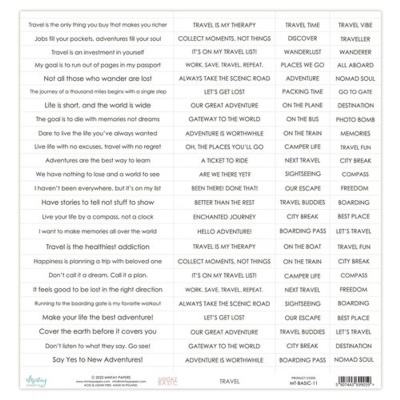 Folha de Frases - Mintay Basic - Words - Travel