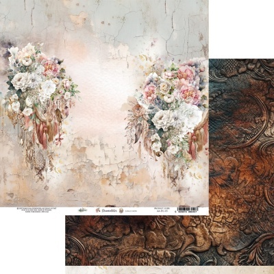 papel scrapbooking flores e relevo metálico