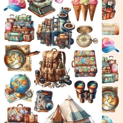 Memories from the trip - pack 12*6 com extras para recortar