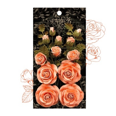 Pack de flores Graphic 45 rosa/coral
