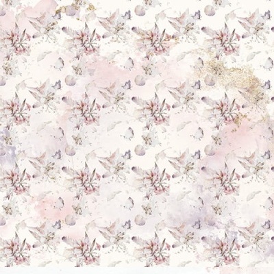 Papel de parede floral rosa e bege em padrão repetitivo