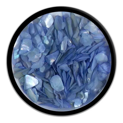 Pó decorativo azul em recipiente redondo