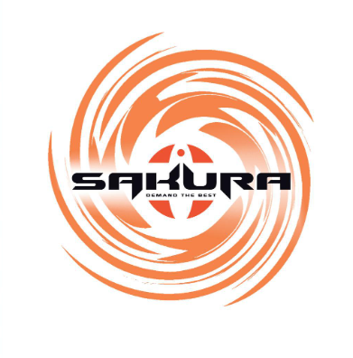 Logótipo SAKURA com padrão espiral laranja