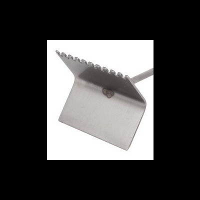 Espátula metálica com lâmina lisa e secção serrilhada