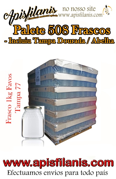 Palete de Frascos Favo 1kg 508 uni com Tampa 77 (Meia Palete)