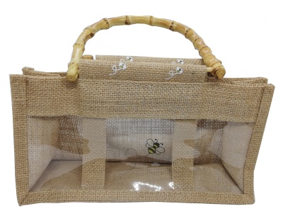 Cesto Ráfia para 3 frascos