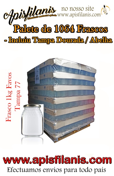 Palete de Frascos Favo 1kg 1016 Tampa 77